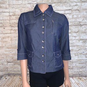 VGC TanJay 3/4 Sleeve Shimmery Denim Jacket SZ 4P